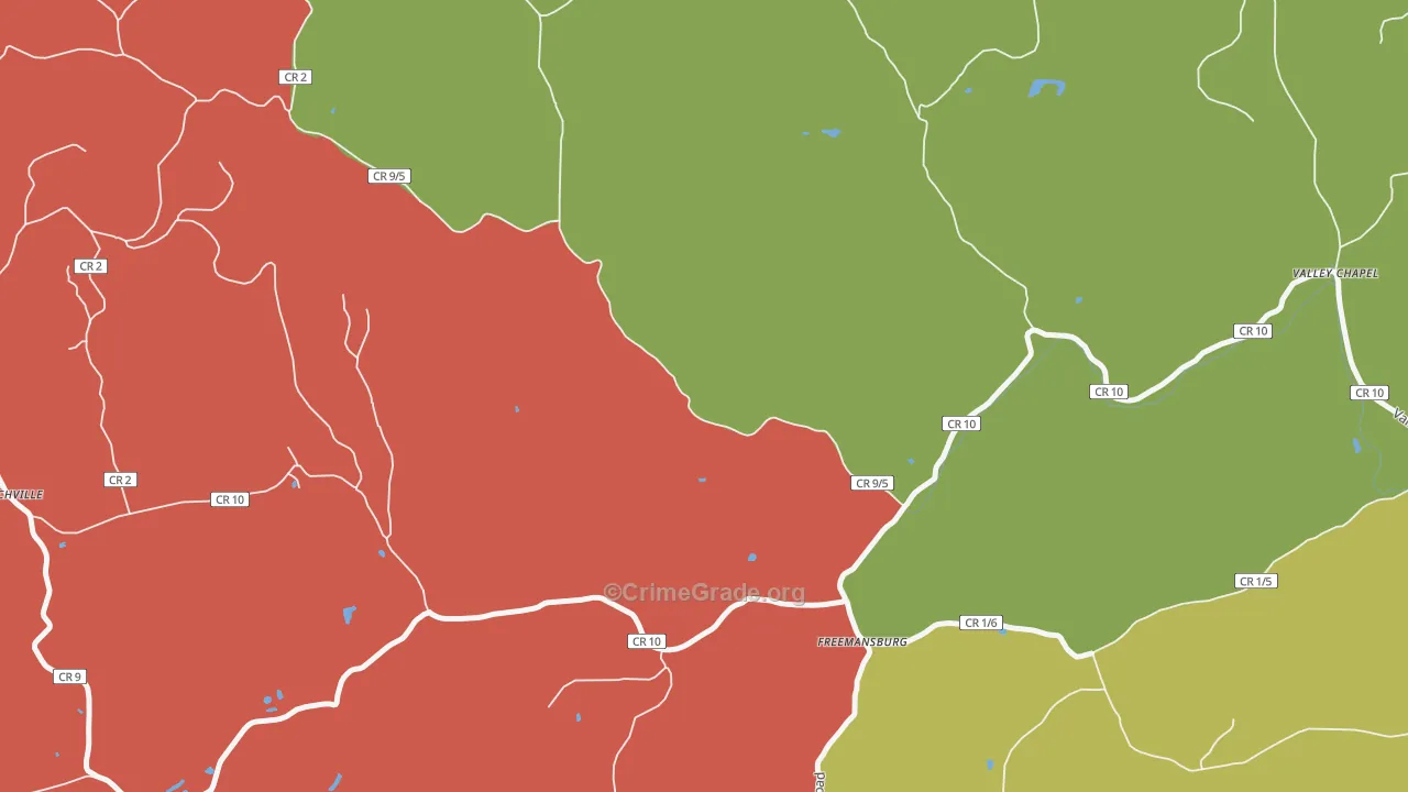 Freemansburg, WV Map of Robbery Rates