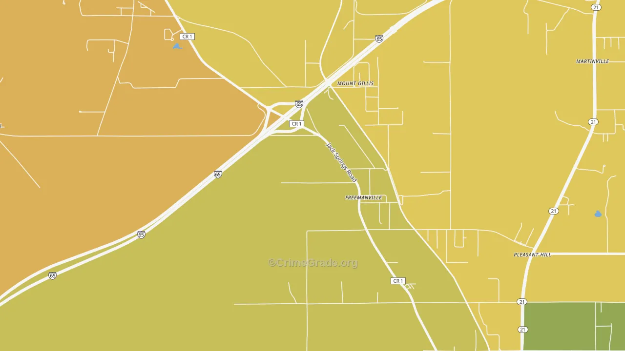 Freemanville, AL Map of Robbery Rates