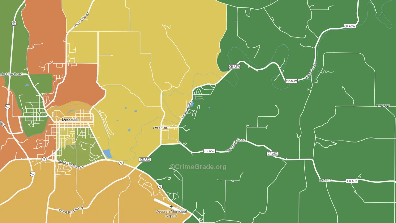Freeport, IA Map of Robbery Rates