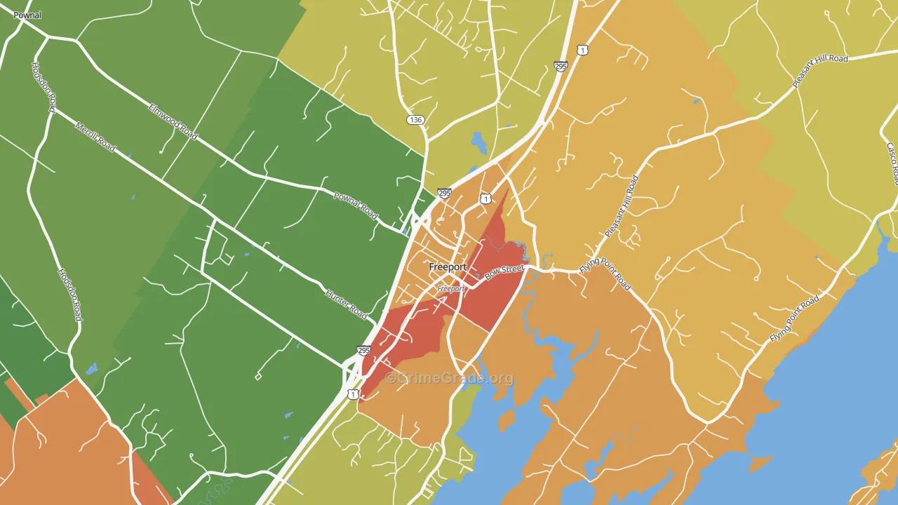 Freeport, ME Map of Robbery Rates
