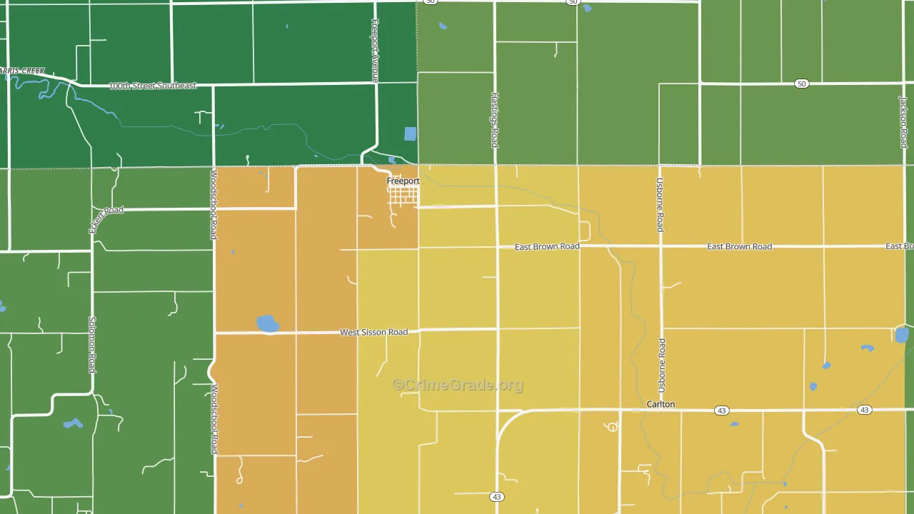 Freeport, MI Map of Robbery Rates