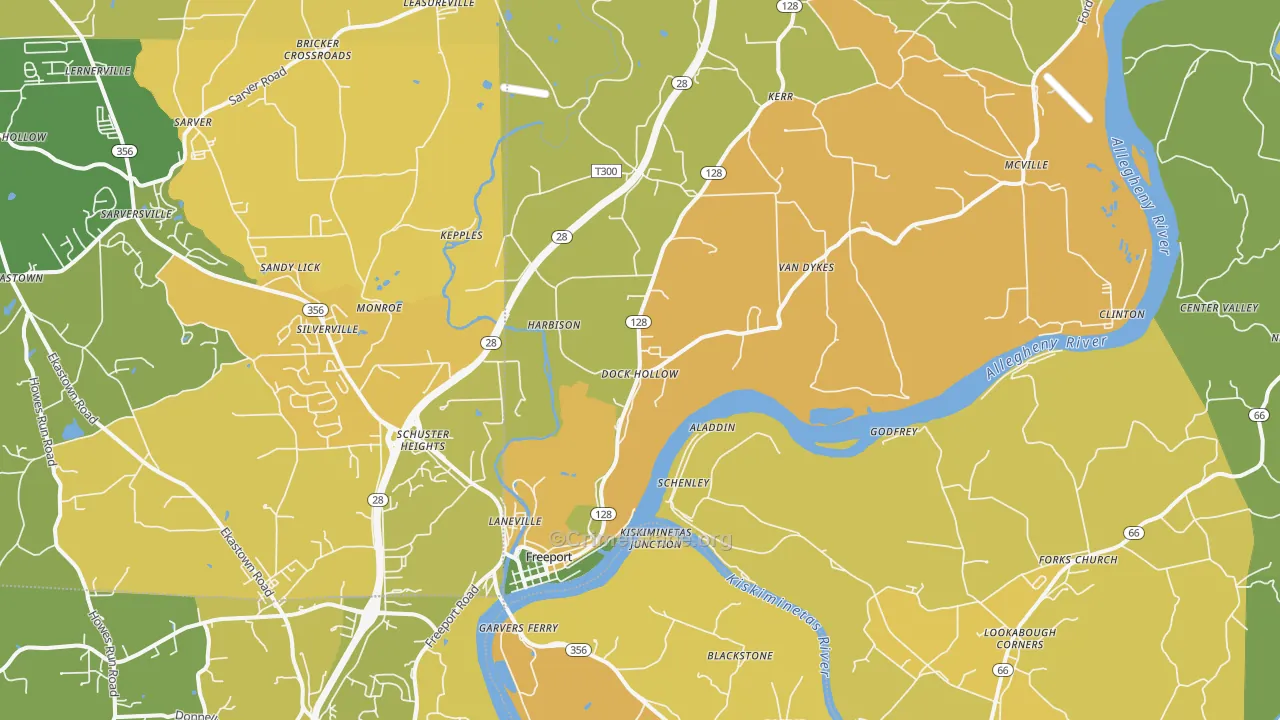 Freeport, PA Map of Robbery Rates