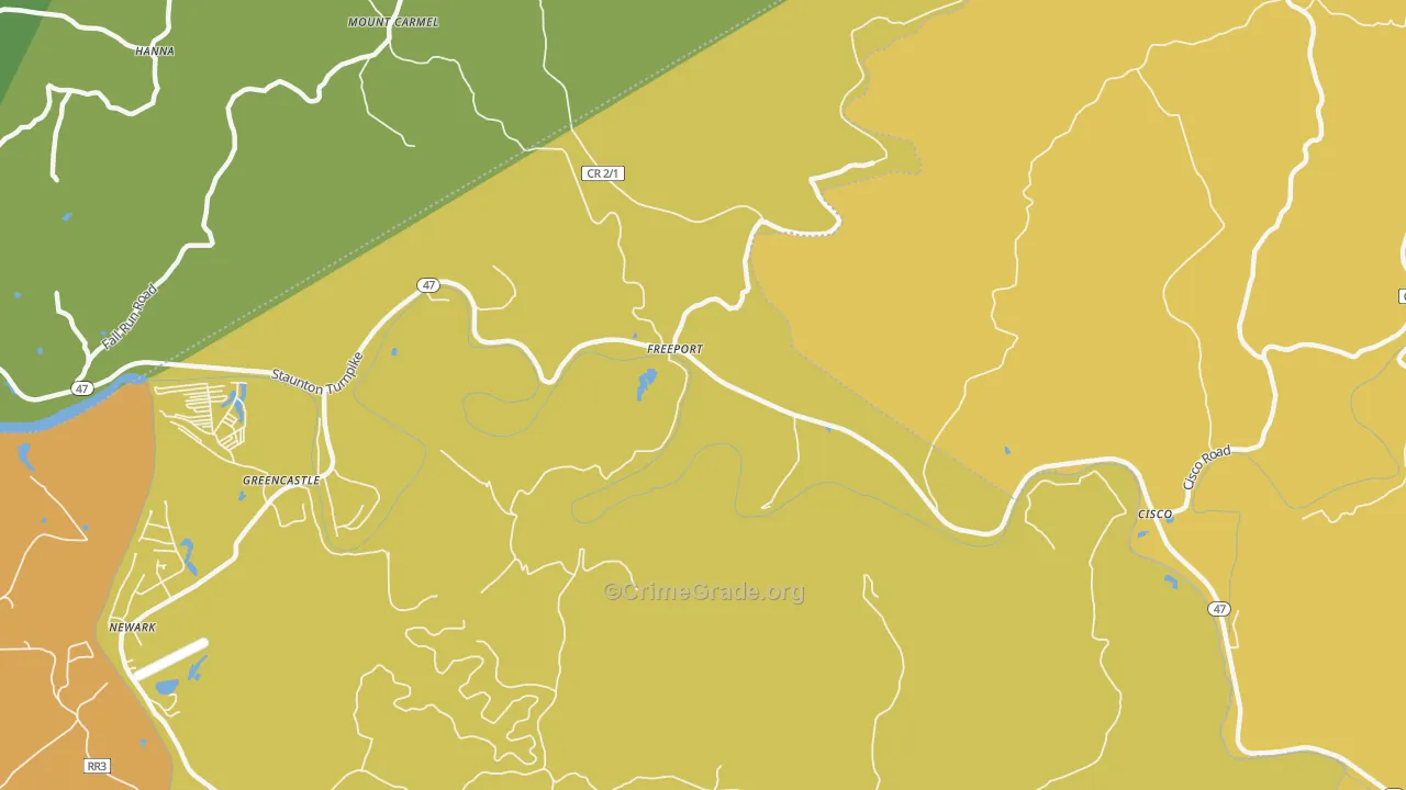 Freeport, WV Map of Robbery Rates