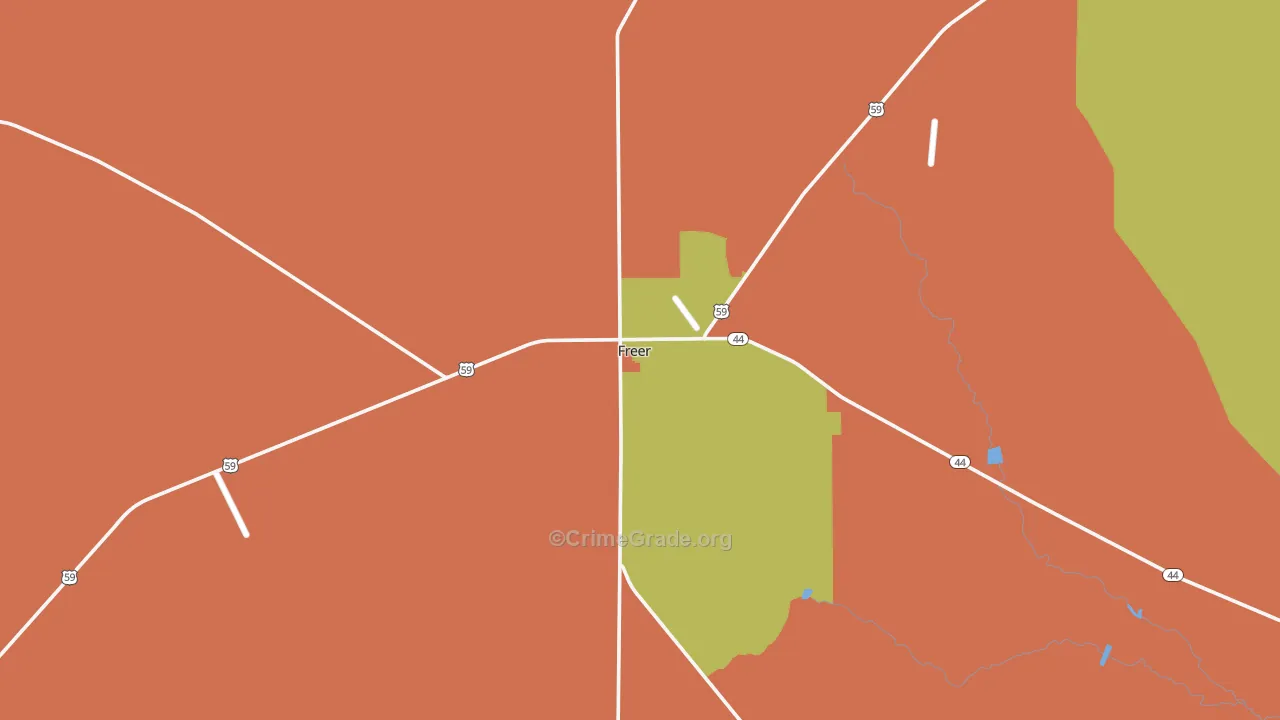 Freer, TX Map of Robbery Rates