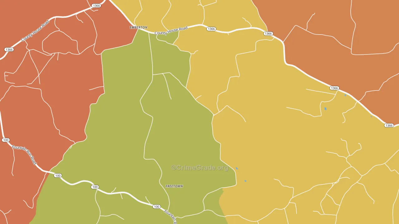 Freetown, KY Map of Robbery Rates
