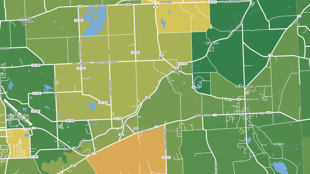 Freeville, NY Map of Robbery Rates