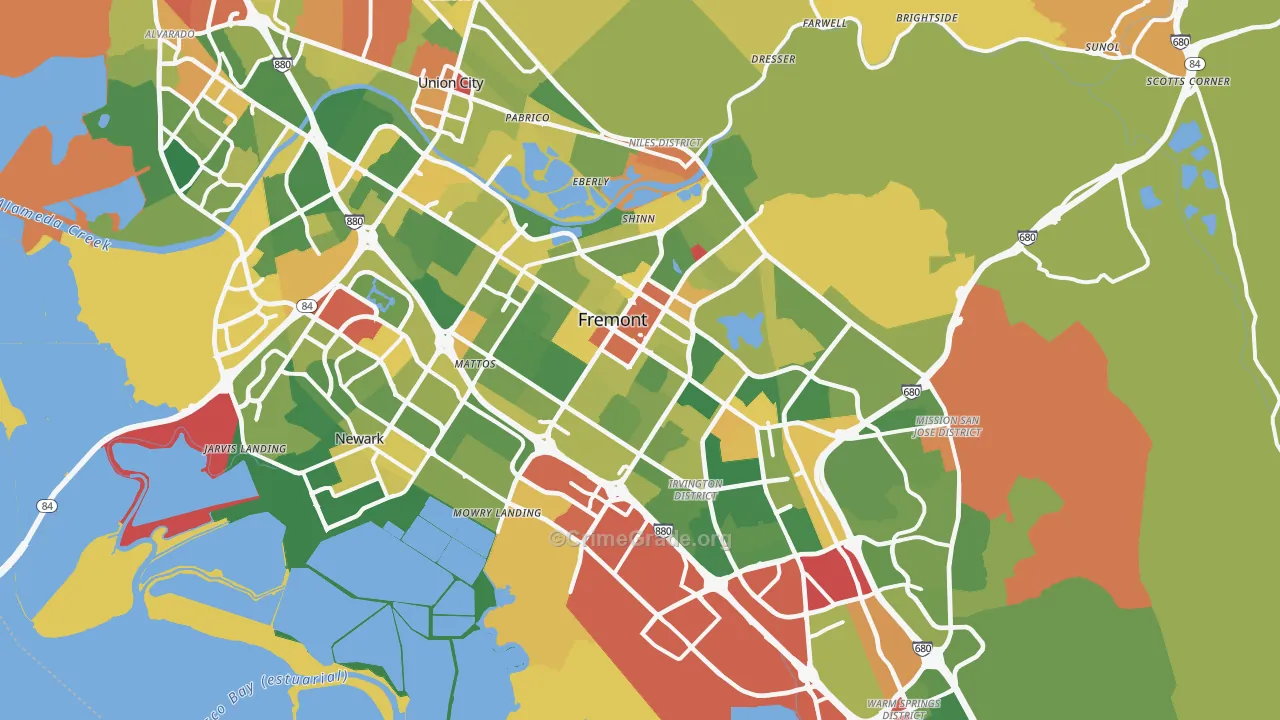 Fremont, CA Map of Robbery Rates