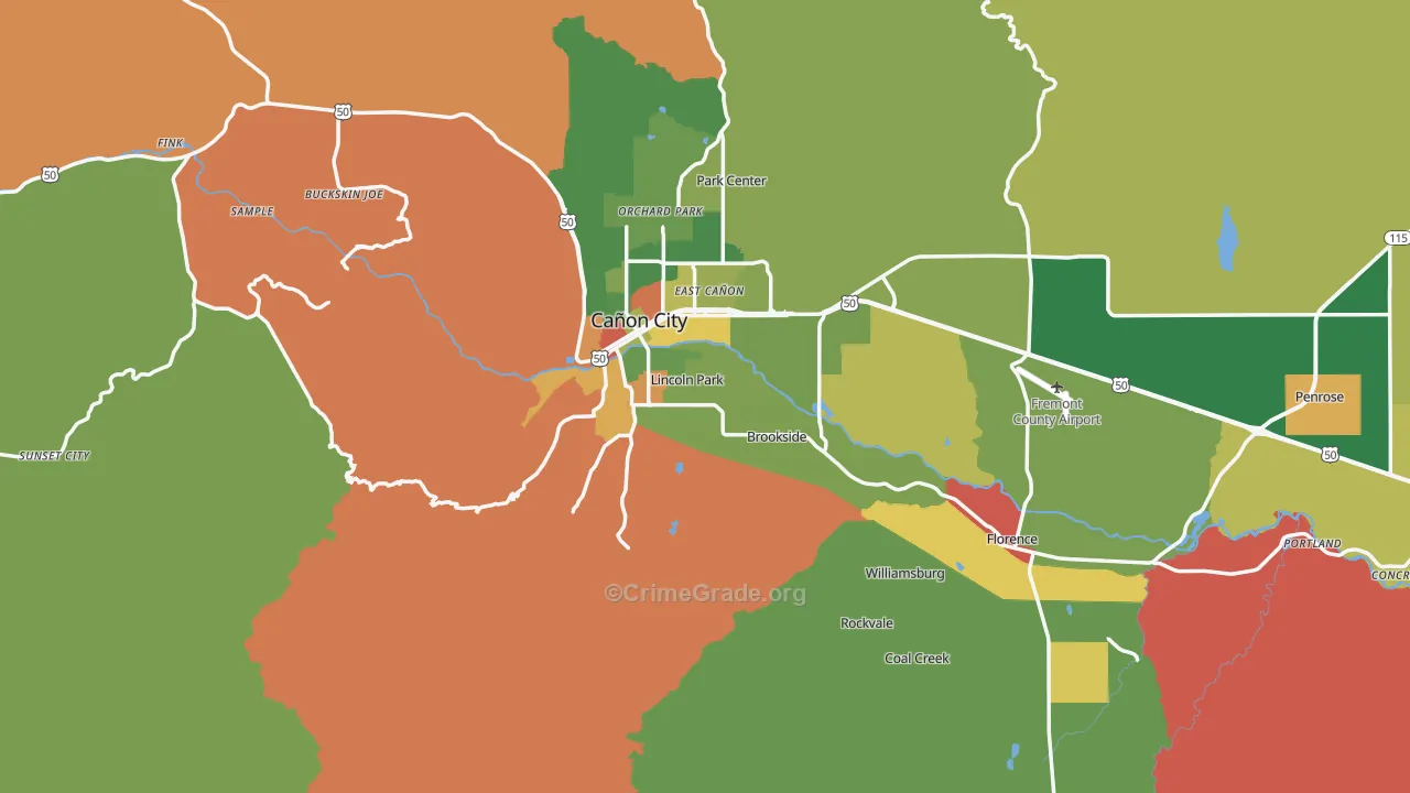 Fremont County, CO Map of Robbery Rates