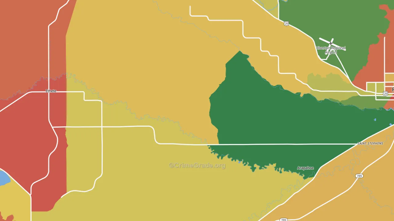 Fremont County, WY Map of Robbery Rates