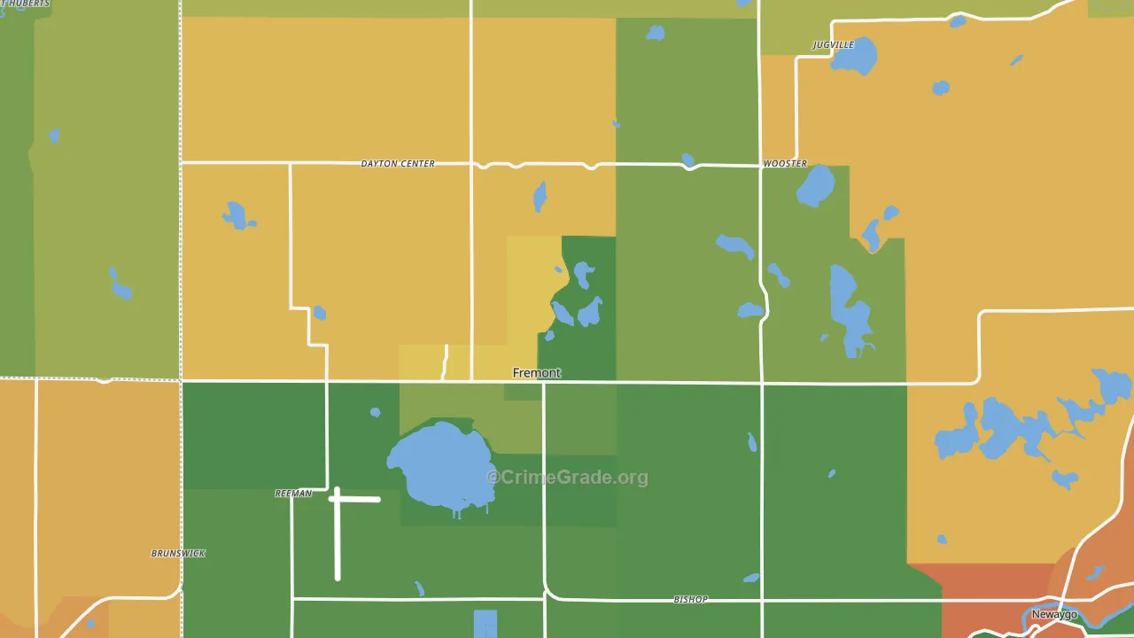 Fremont, MI Map of Robbery Rates