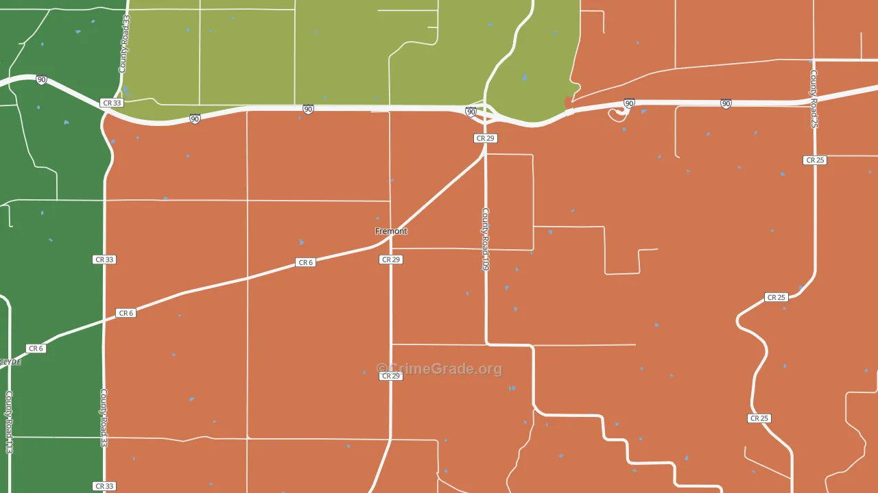 Fremont, MN Map of Robbery Rates