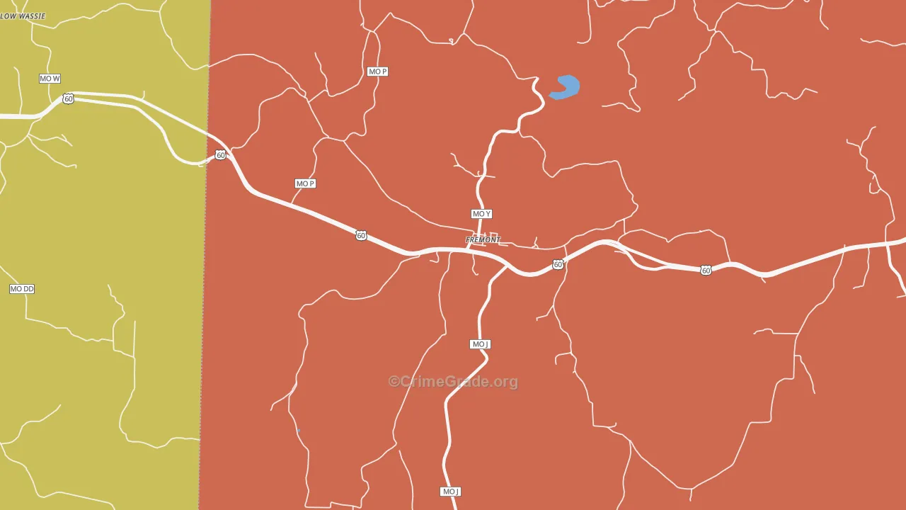Fremont, MO Map of Robbery Rates