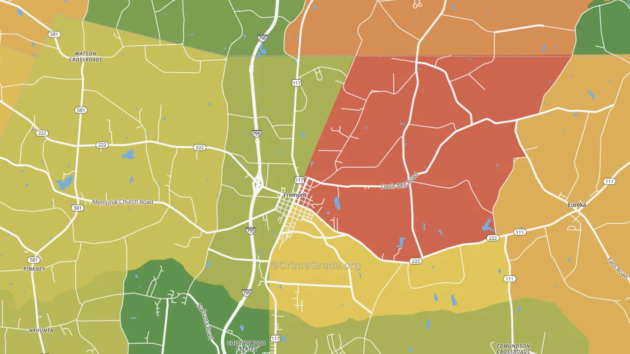 Fremont, NC Map of Robbery Rates