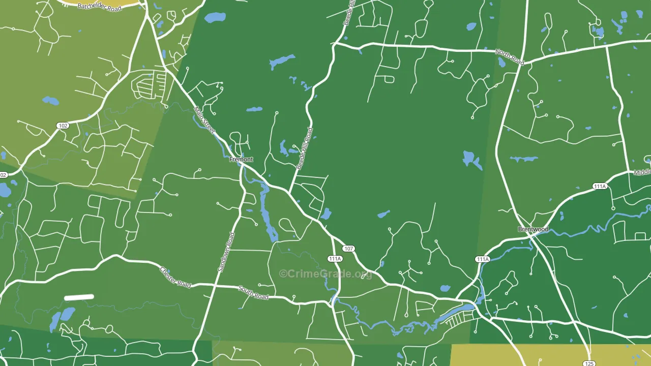 Fremont, NH Map of Robbery Rates