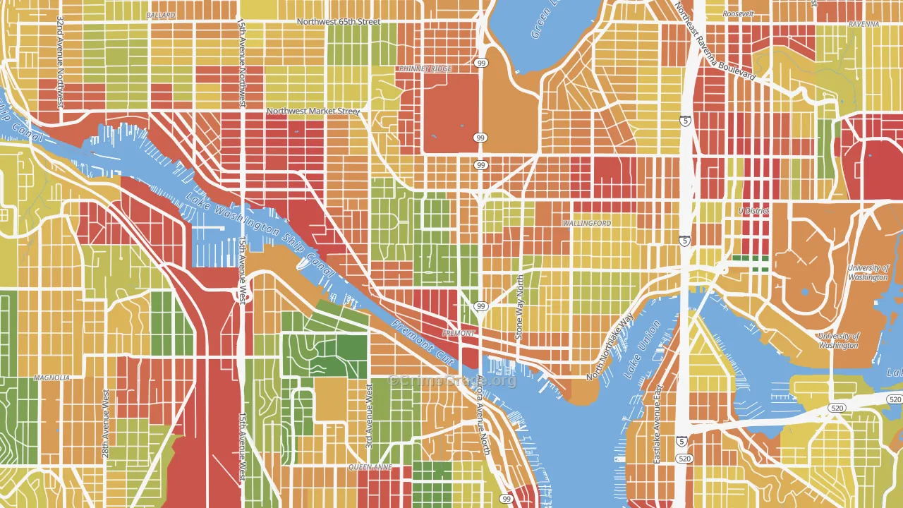 Fremont, Seattle, WA Map of Robbery Rates