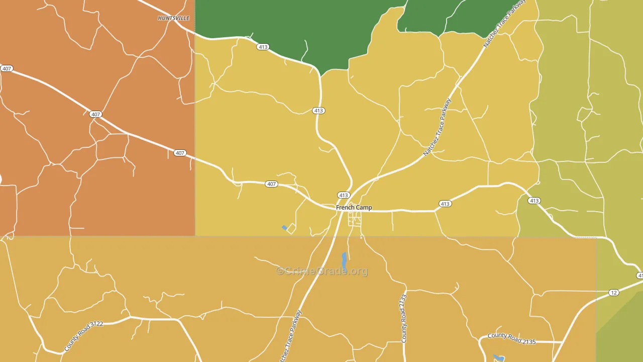 French Camp, MS Map of Robbery Rates