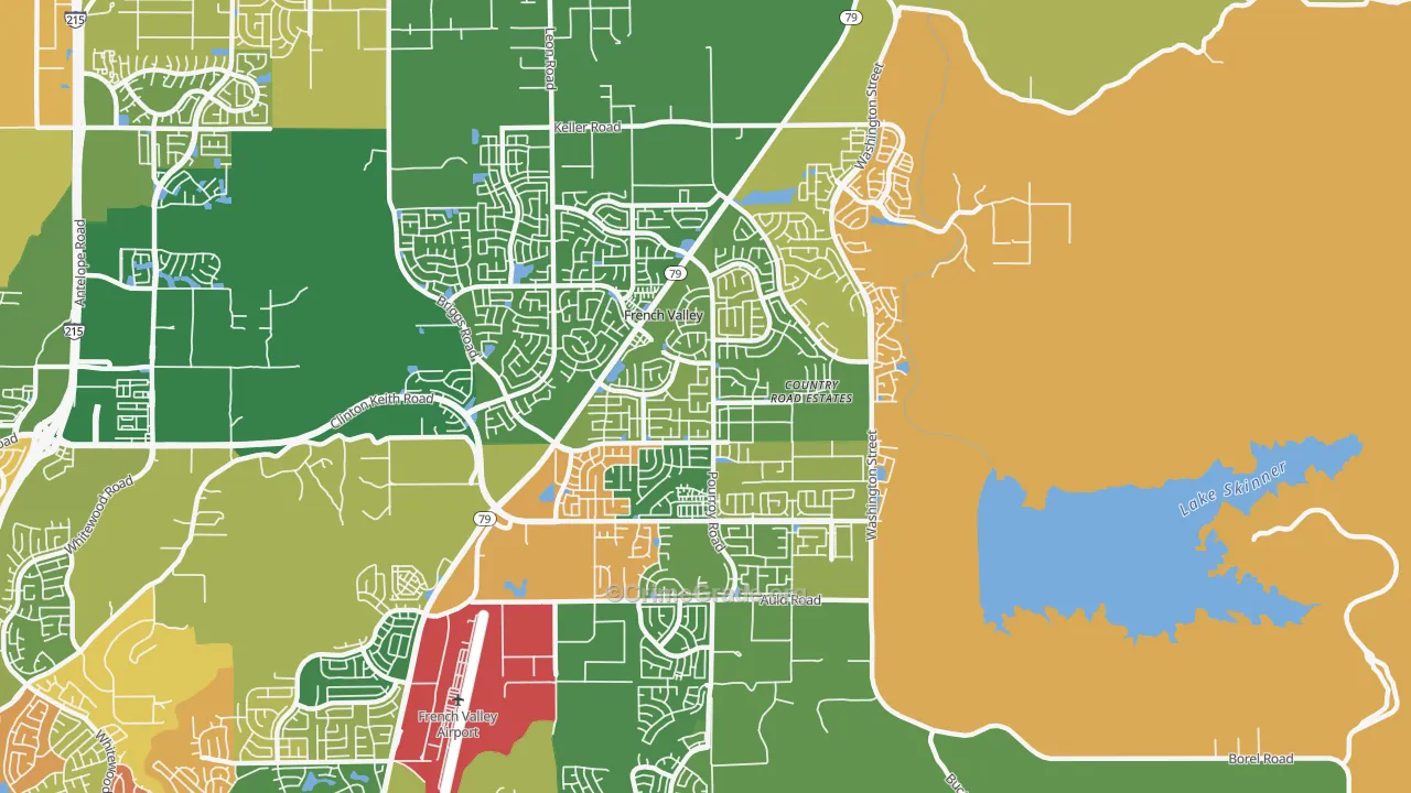 French Valley, CA Map of Robbery Rates