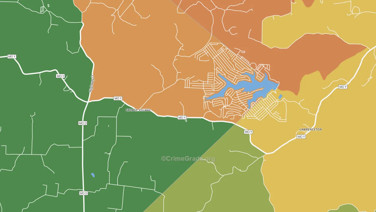 French Village, MO Map of Robbery Rates