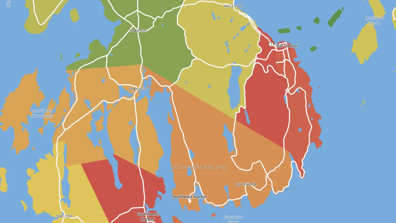 Frenchboro, ME Map of Robbery Rates