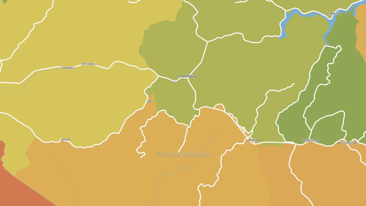 Frenchburg, KY Map of Robbery Rates