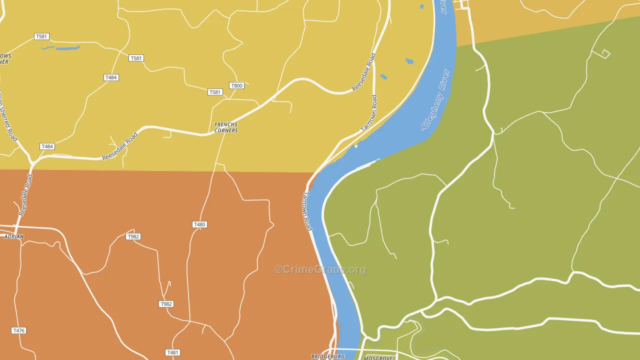 Frenchs Corners, PA Map of Robbery Rates