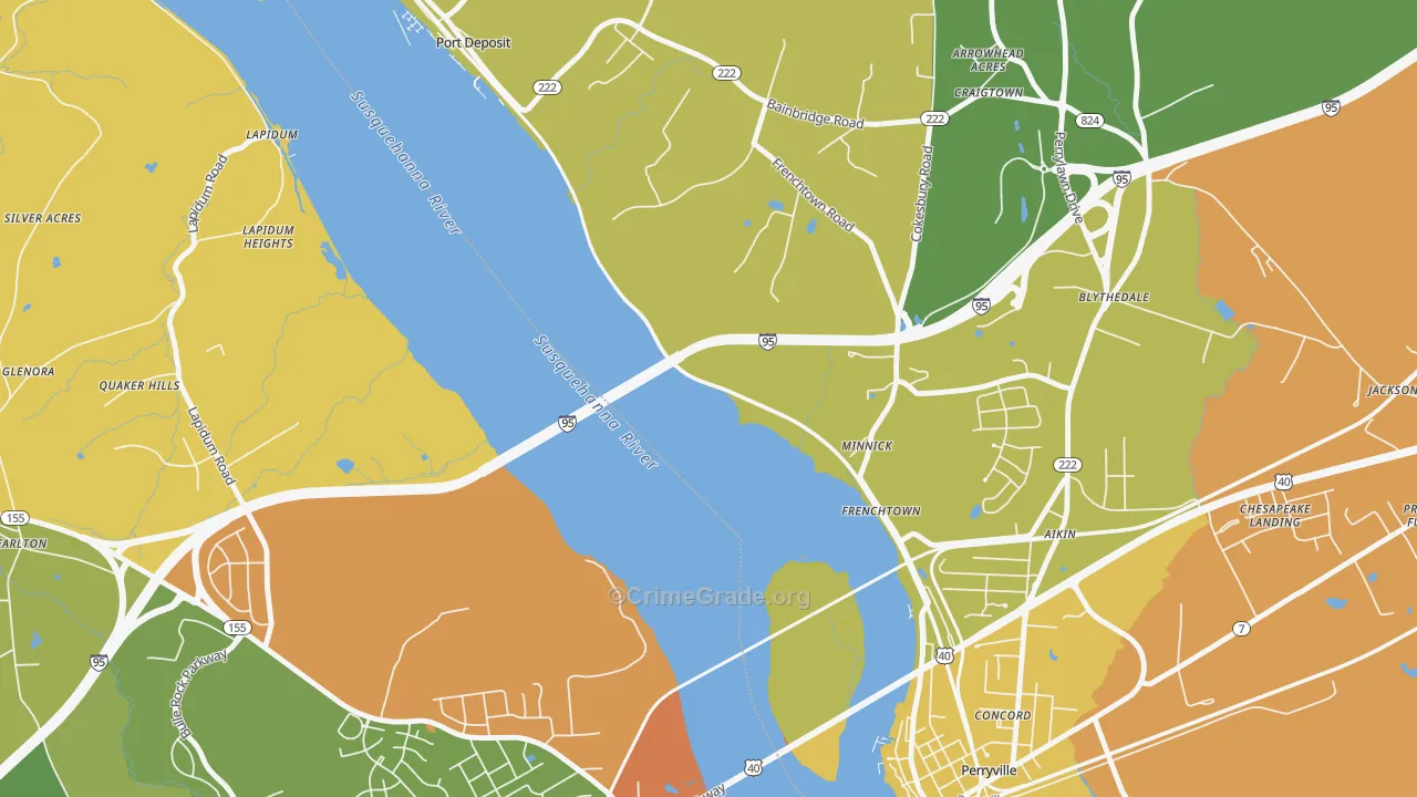 Frenchtown, MD Map of Robbery Rates