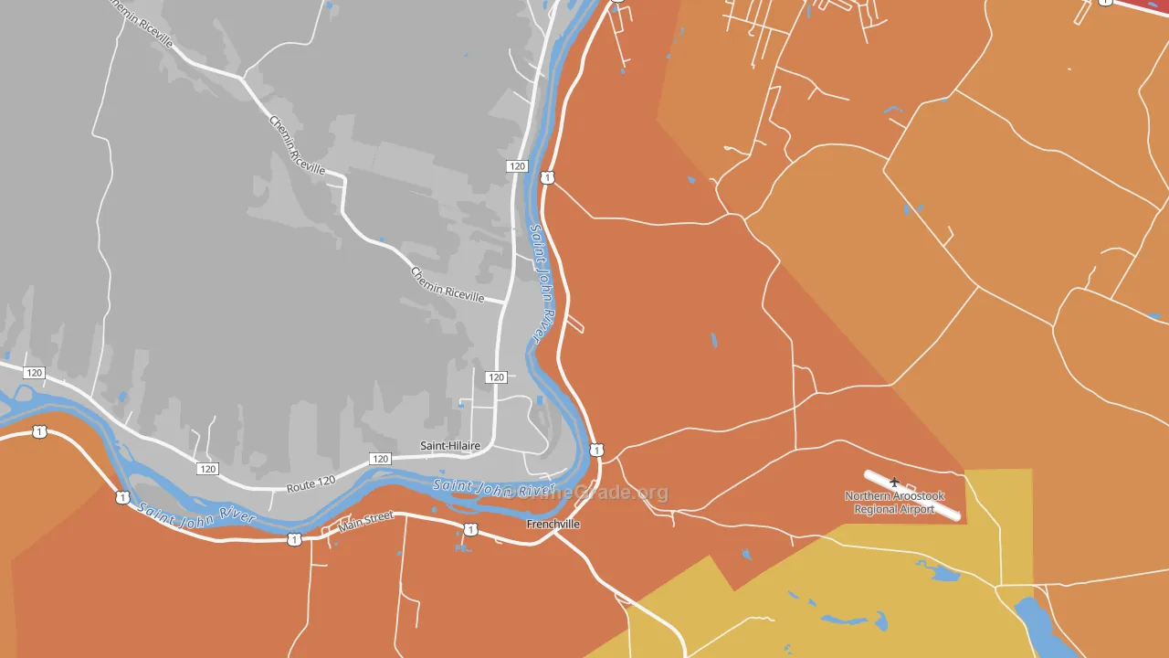 Frenchville, ME Map of Robbery Rates