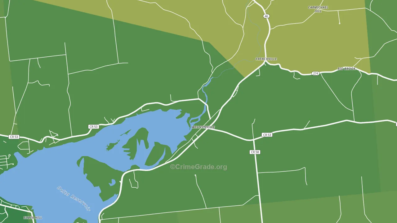 Frenchville, NY Map of Robbery Rates