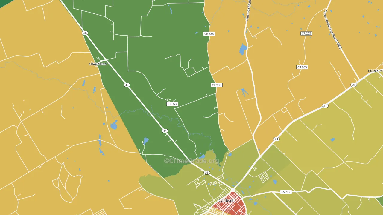 Frenstat, TX Map of Robbery Rates