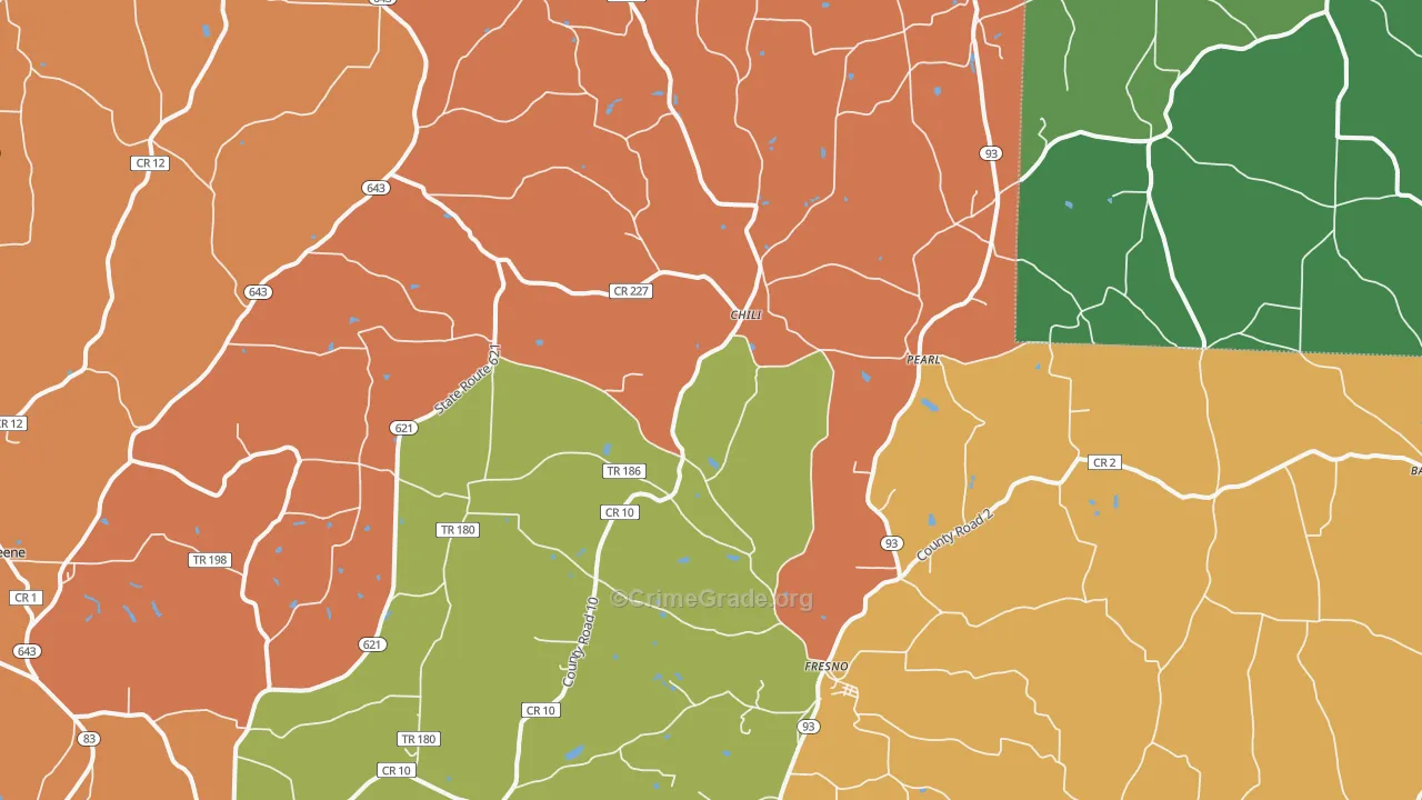Fresno, OH Map of Robbery Rates