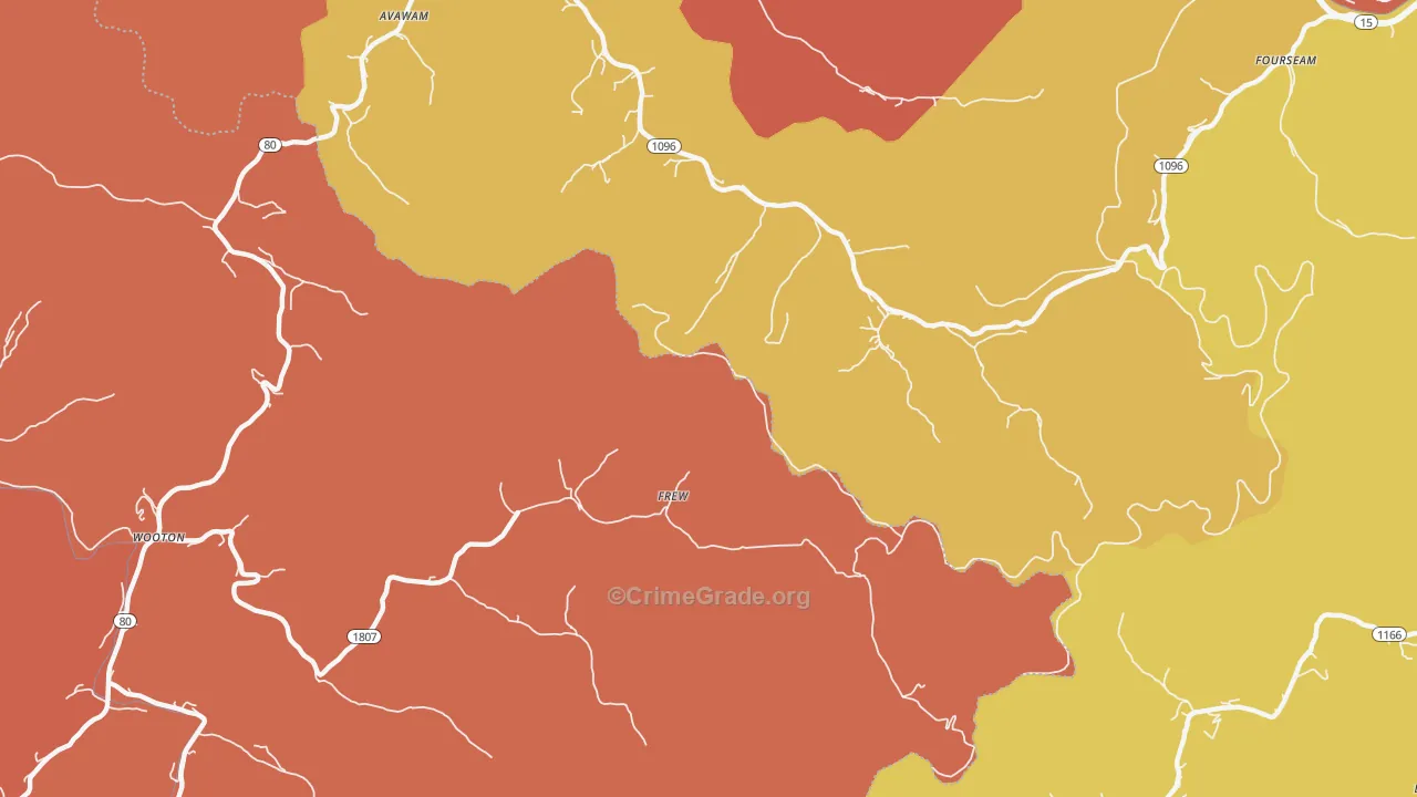Frew, KY Map of Robbery Rates