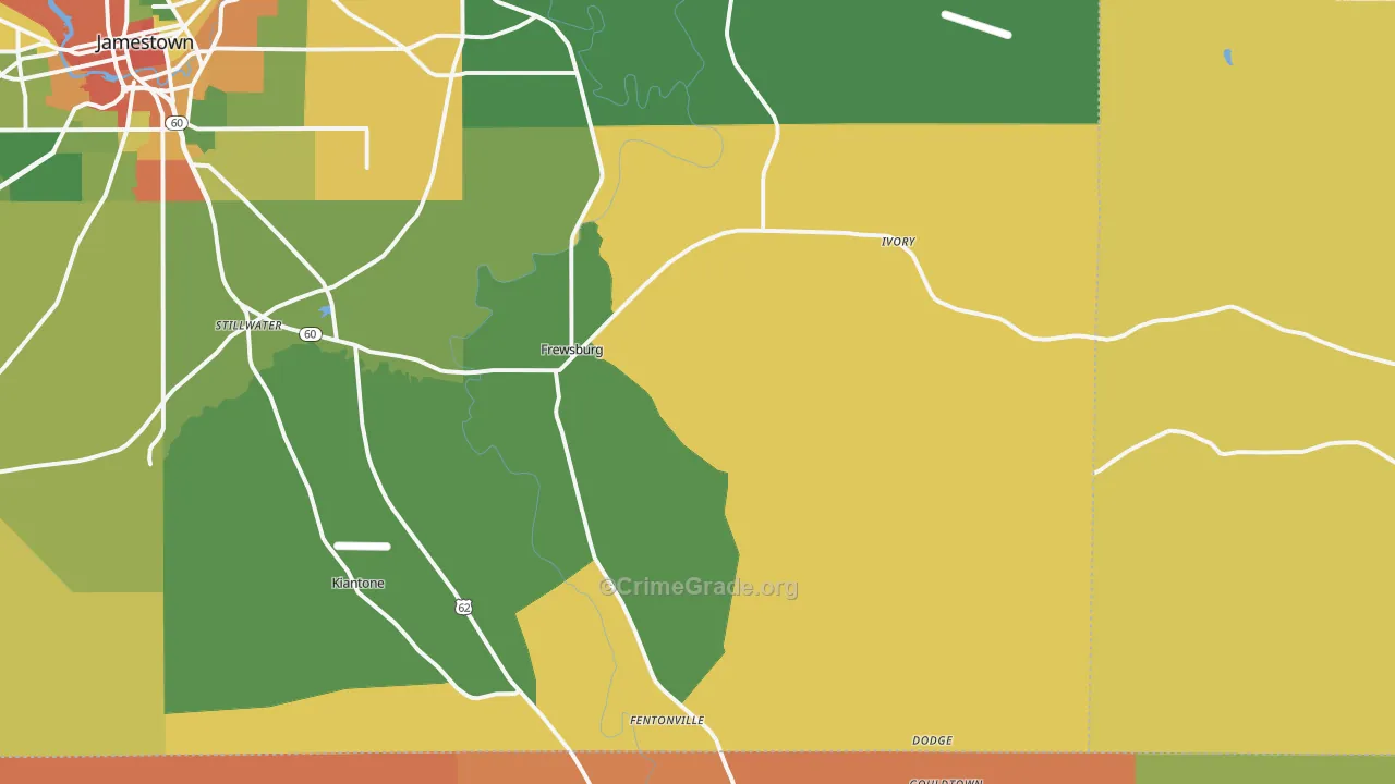 Frewsburg, NY Map of Robbery Rates