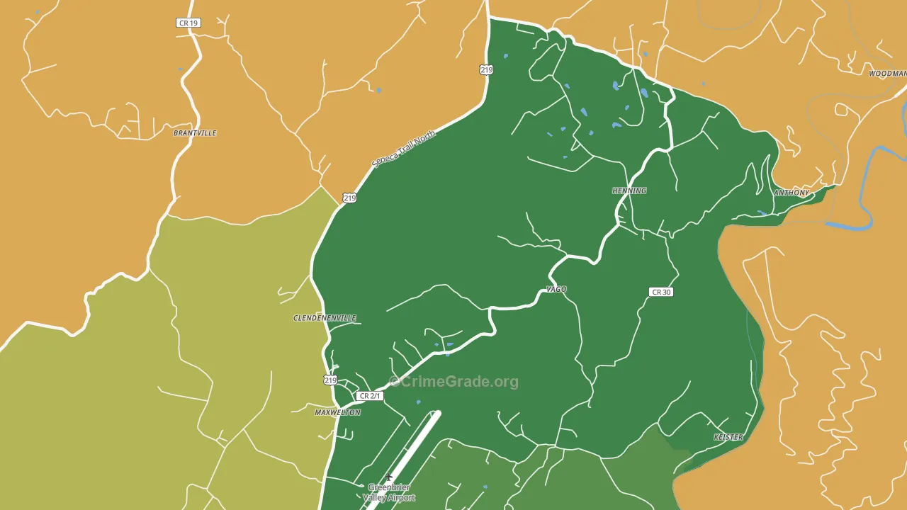 Friars Hill, WV Map of Robbery Rates