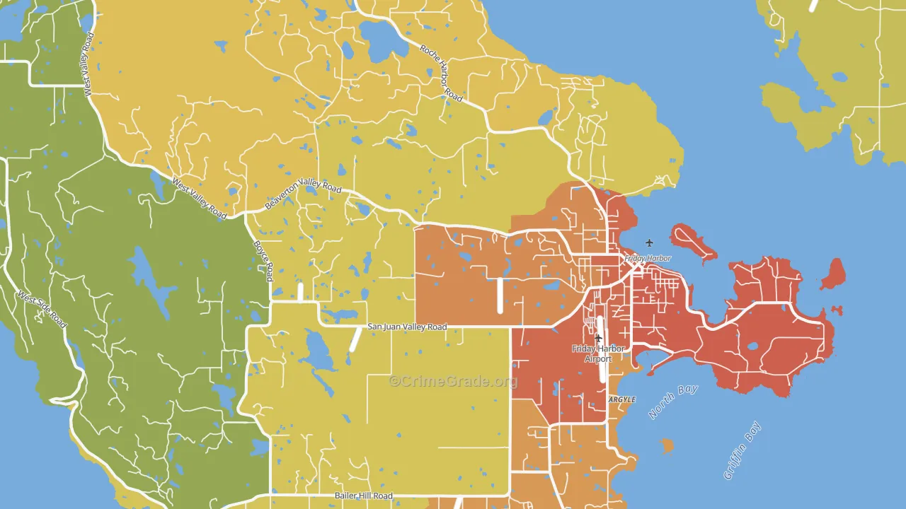Friday Harbor, WA Map of Robbery Rates