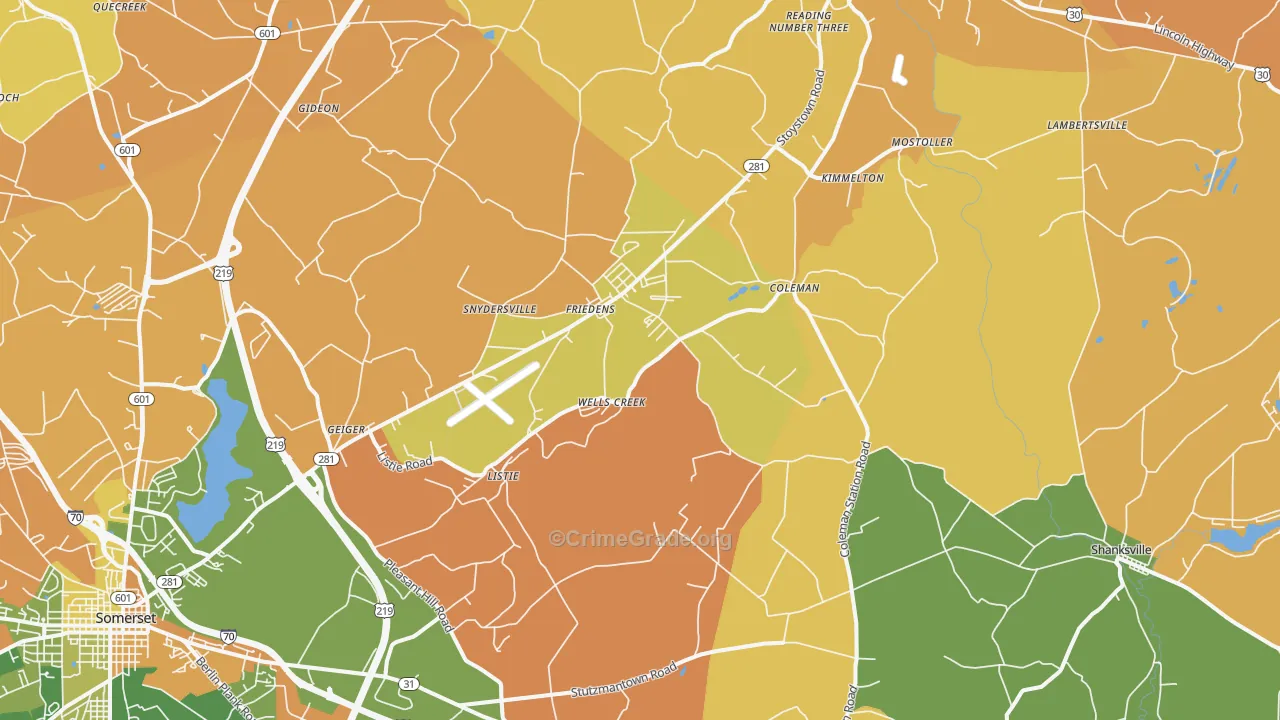 Friedens, PA Map of Robbery Rates