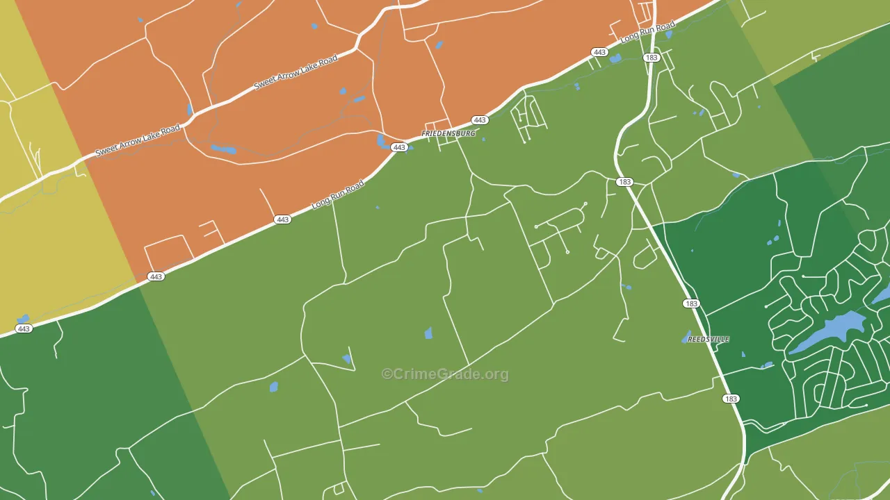 Friedensburg, PA Map of Robbery Rates
