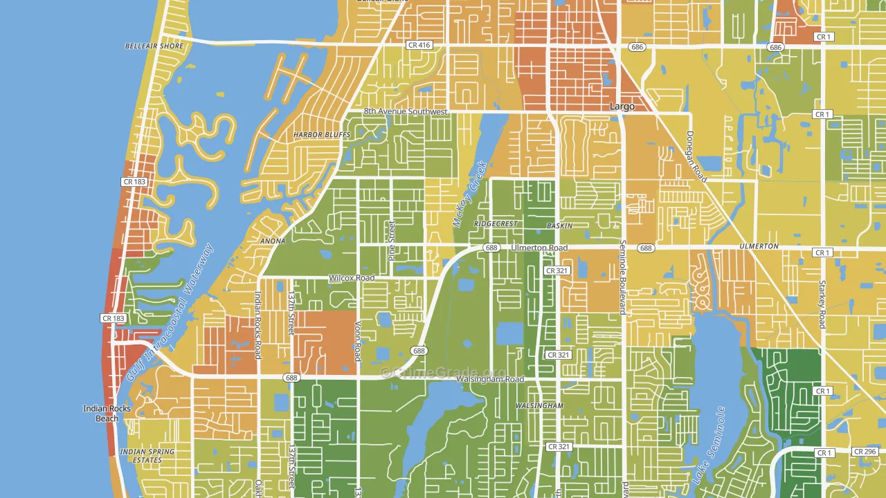 Friends of Ridgecrest, Largo, FL Map of Robbery Rates