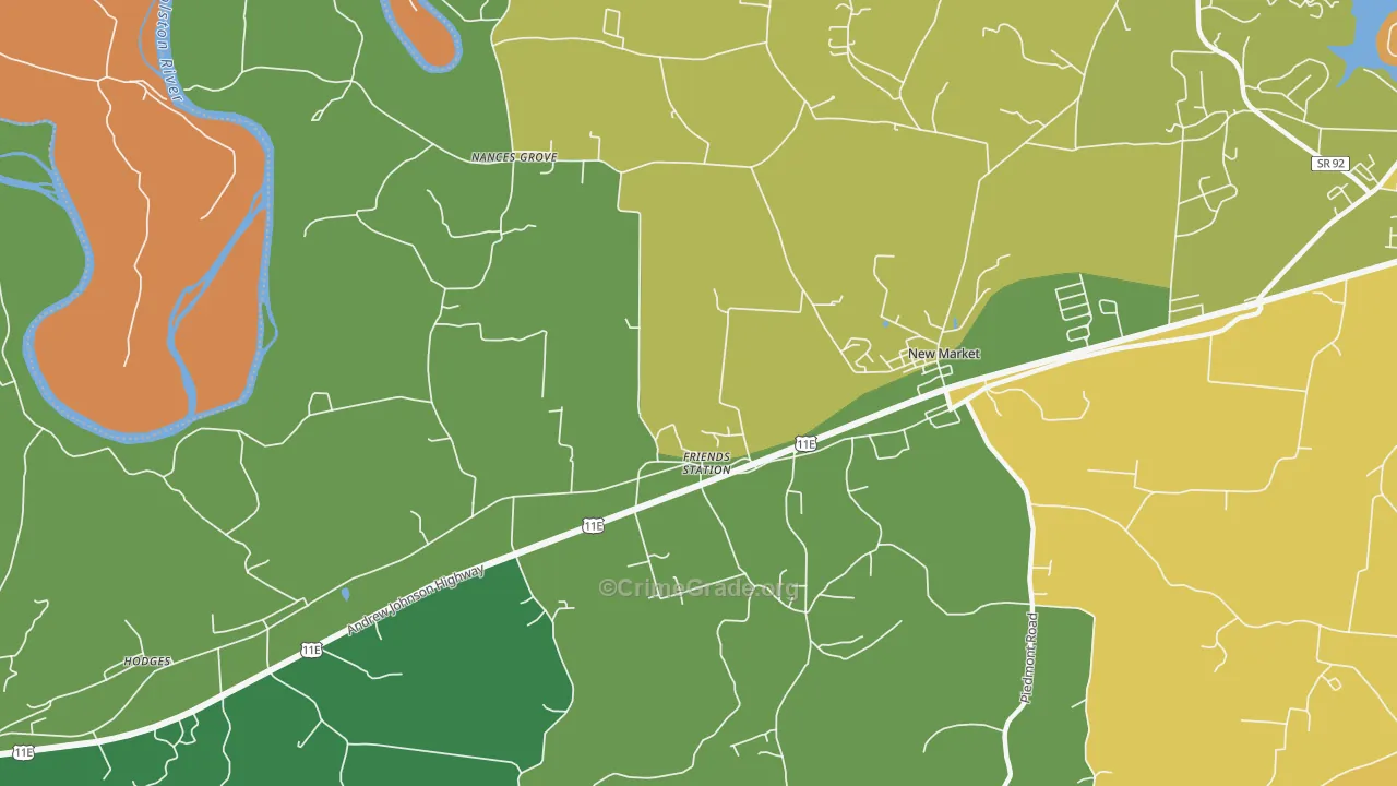 Friends Station, TN Map of Robbery Rates