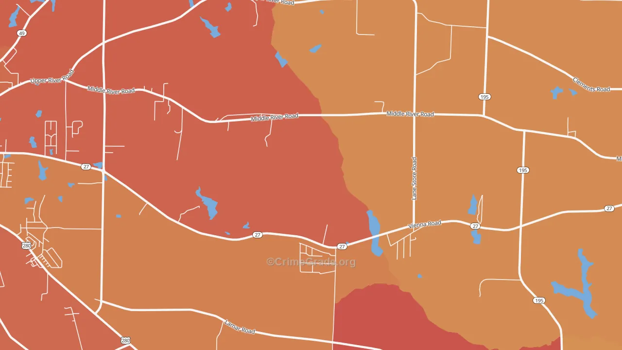 Friendship, GA Map of Robbery Rates
