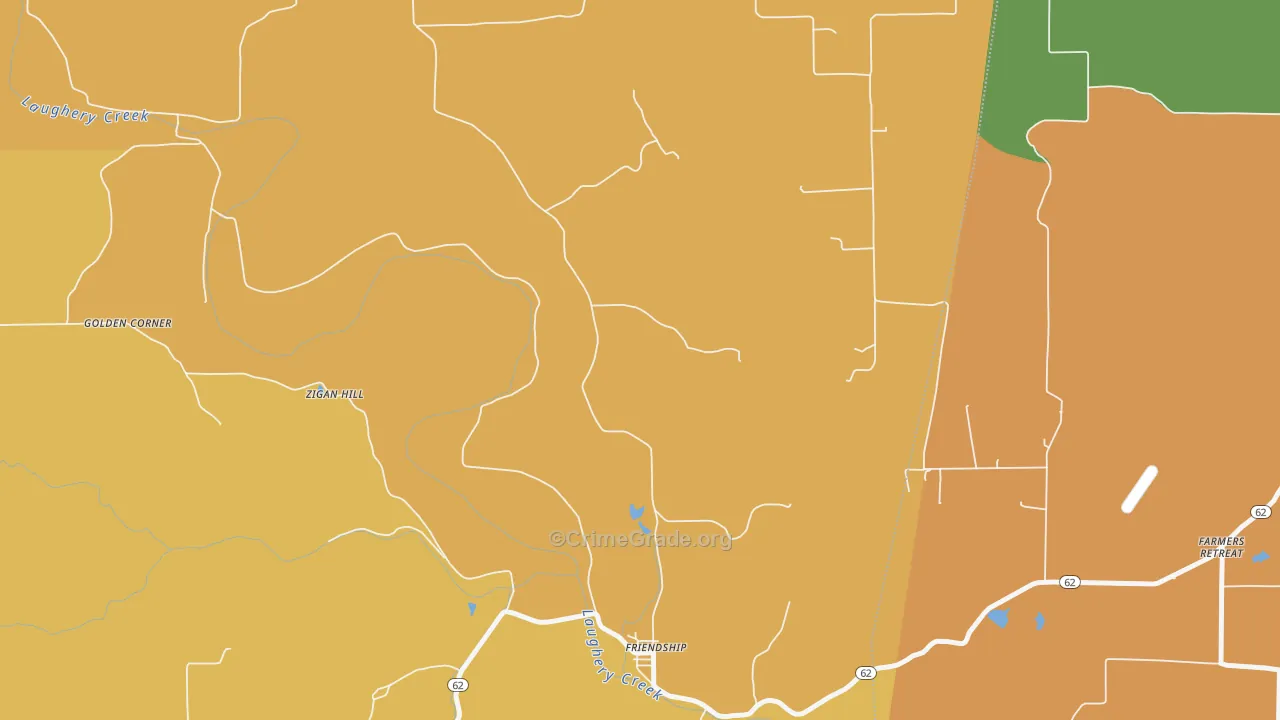 Friendship, IN Map of Robbery Rates