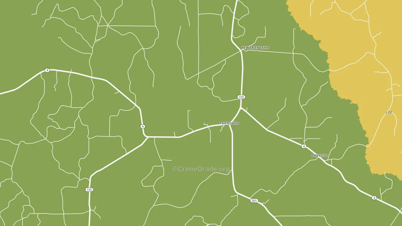 Friendship, LA Map of Robbery Rates