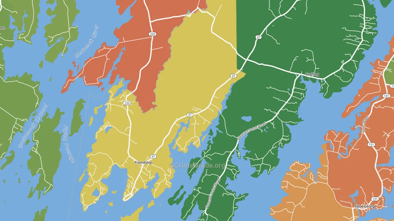 Friendship, ME Map of Robbery Rates