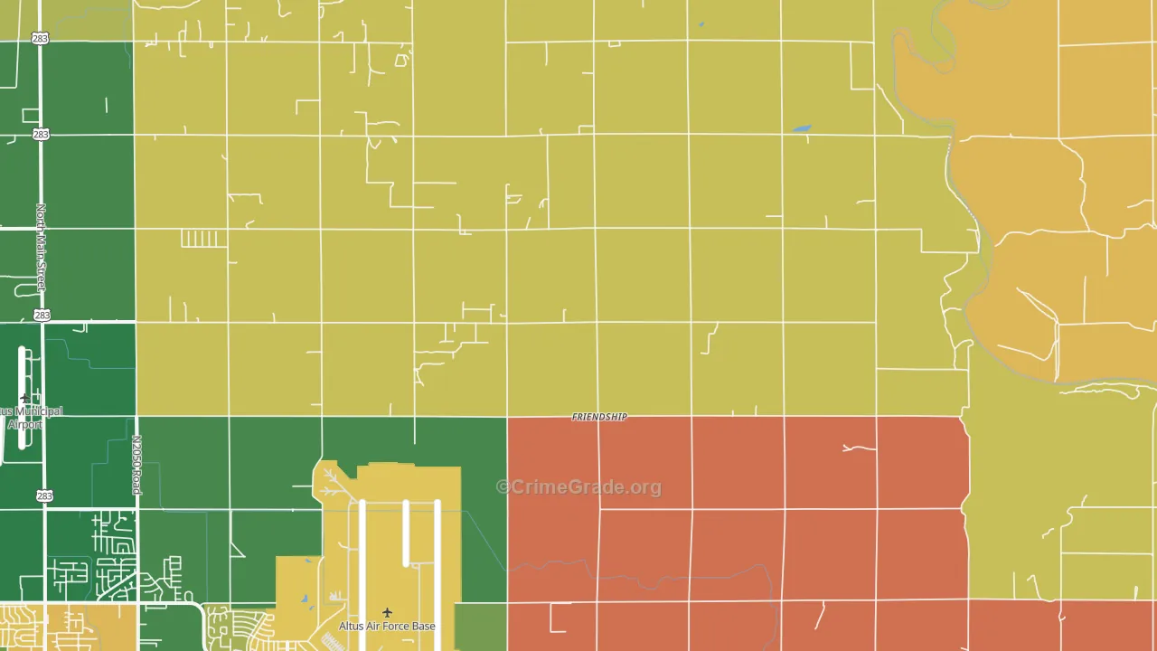 Friendship, OK Map of Robbery Rates