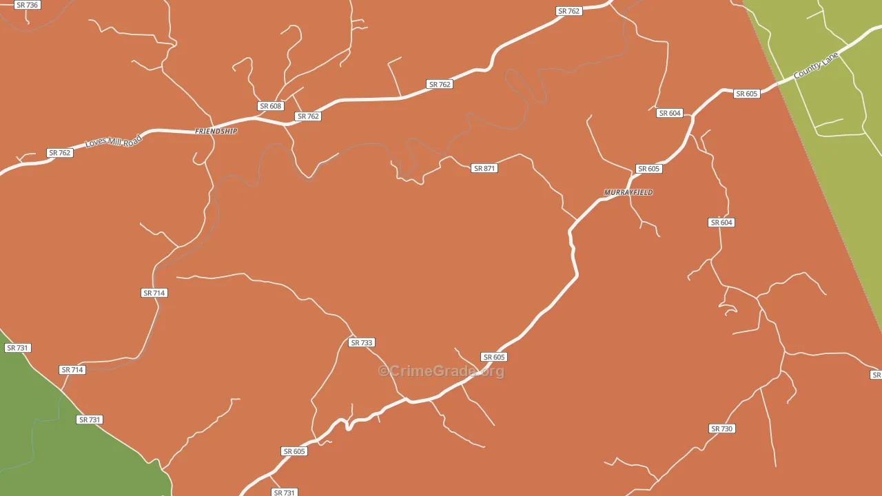 Friendship, VA Map of Robbery Rates