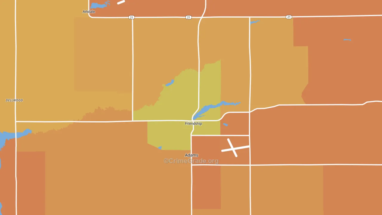 Friendship, WI Map of Robbery Rates