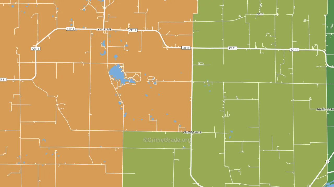 Friendsville, IL Map of Robbery Rates