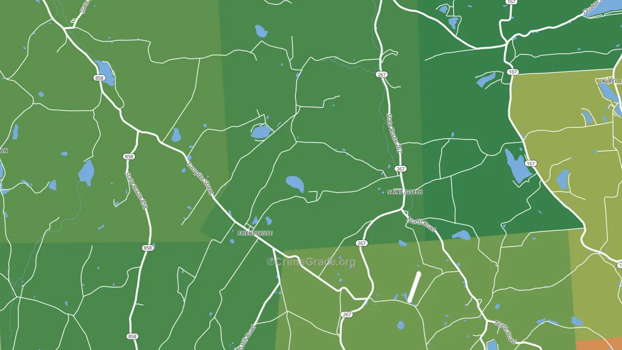 Friendsville, PA Map of Robbery Rates