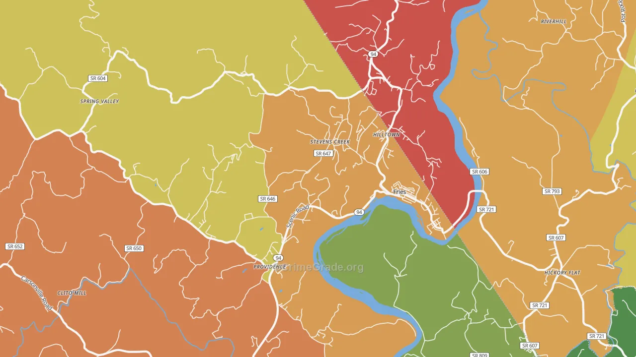 Fries, VA Map of Robbery Rates