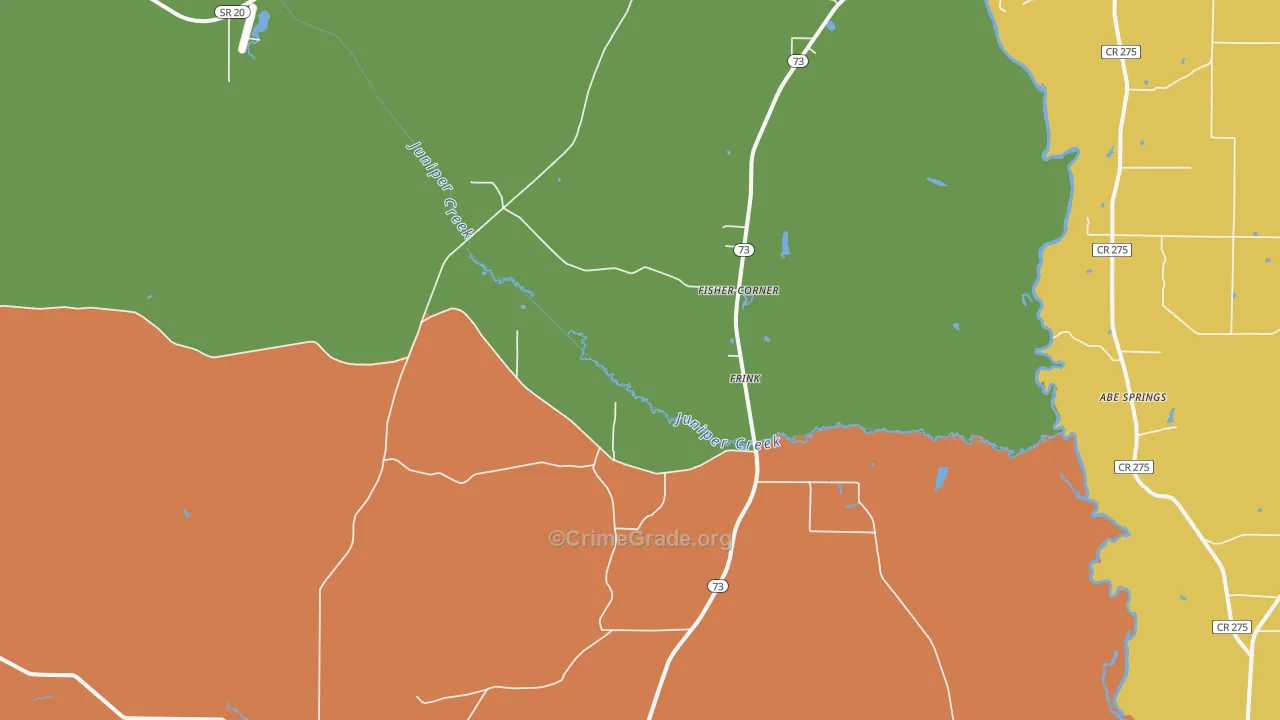 Frink, FL Map of Robbery Rates