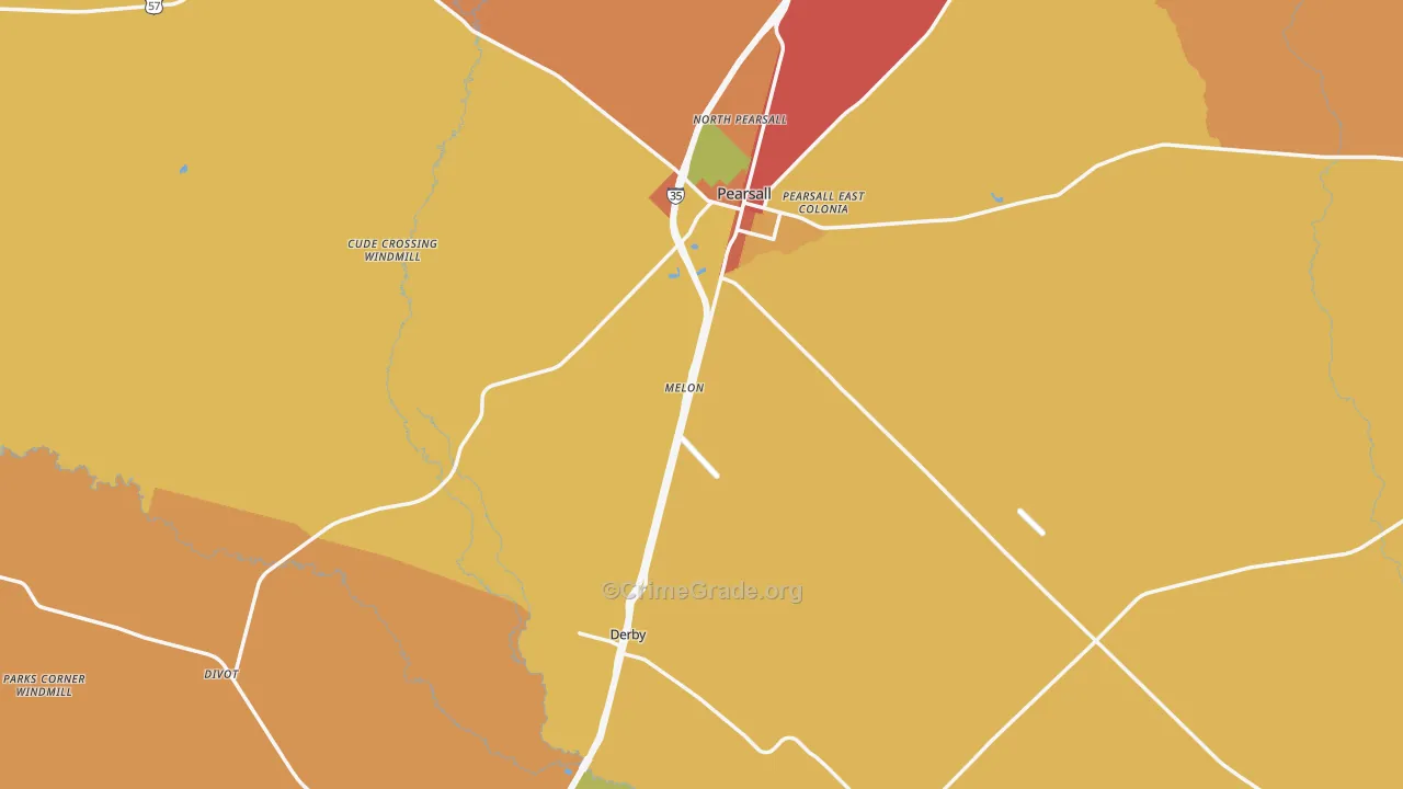 Frio County, TX Map of Robbery Rates